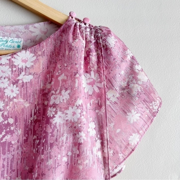 Vintage 60’s Pink Floral‎ Blouson Midi Dress, Size 6 - Picture 4 of 11